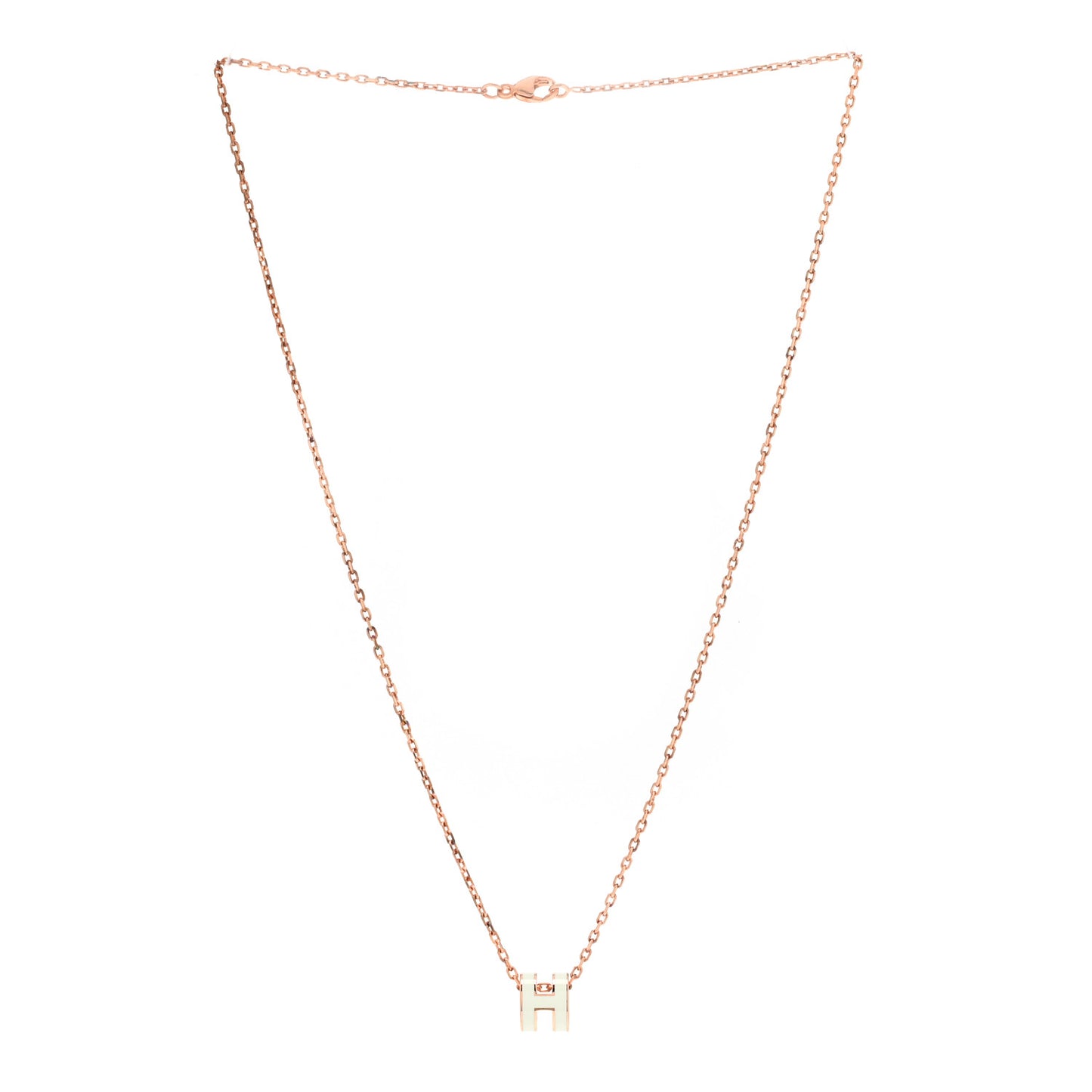 Lacquered Rose Gold Mini Pop H Pendant Necklace White