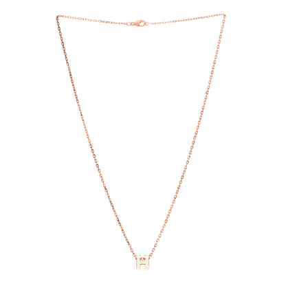 Hermes Lacquered Rose Gold Mini Pop H Pendant Necklace White 4 of 6