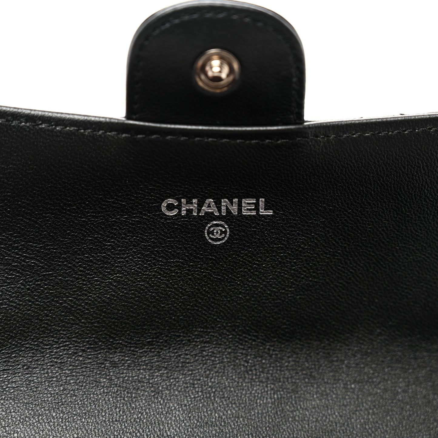 Lambskin Quilted Large Gusset Flap Wallet Black