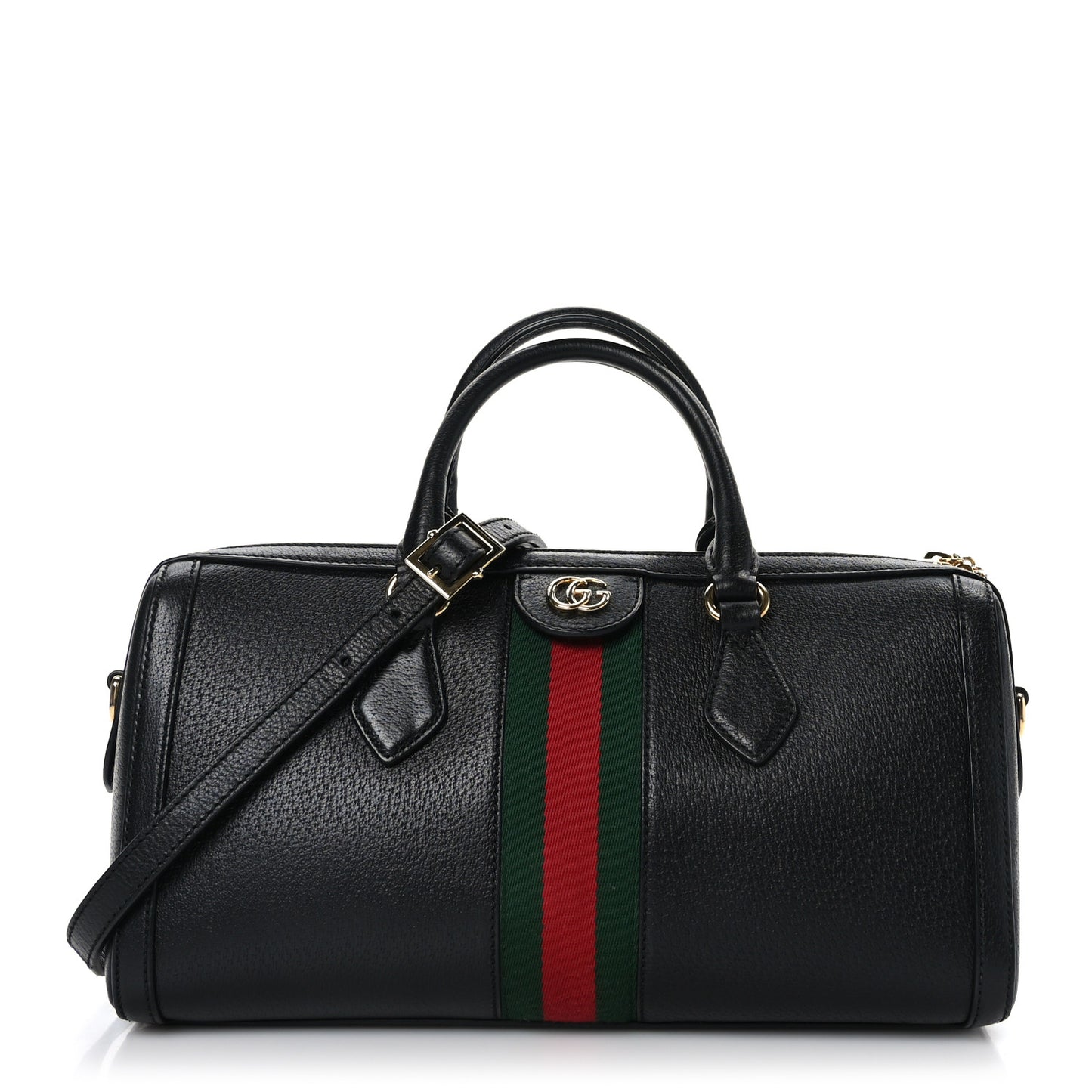 Textured Dollar Calfskin Web Medium Ophidia Boston Black
