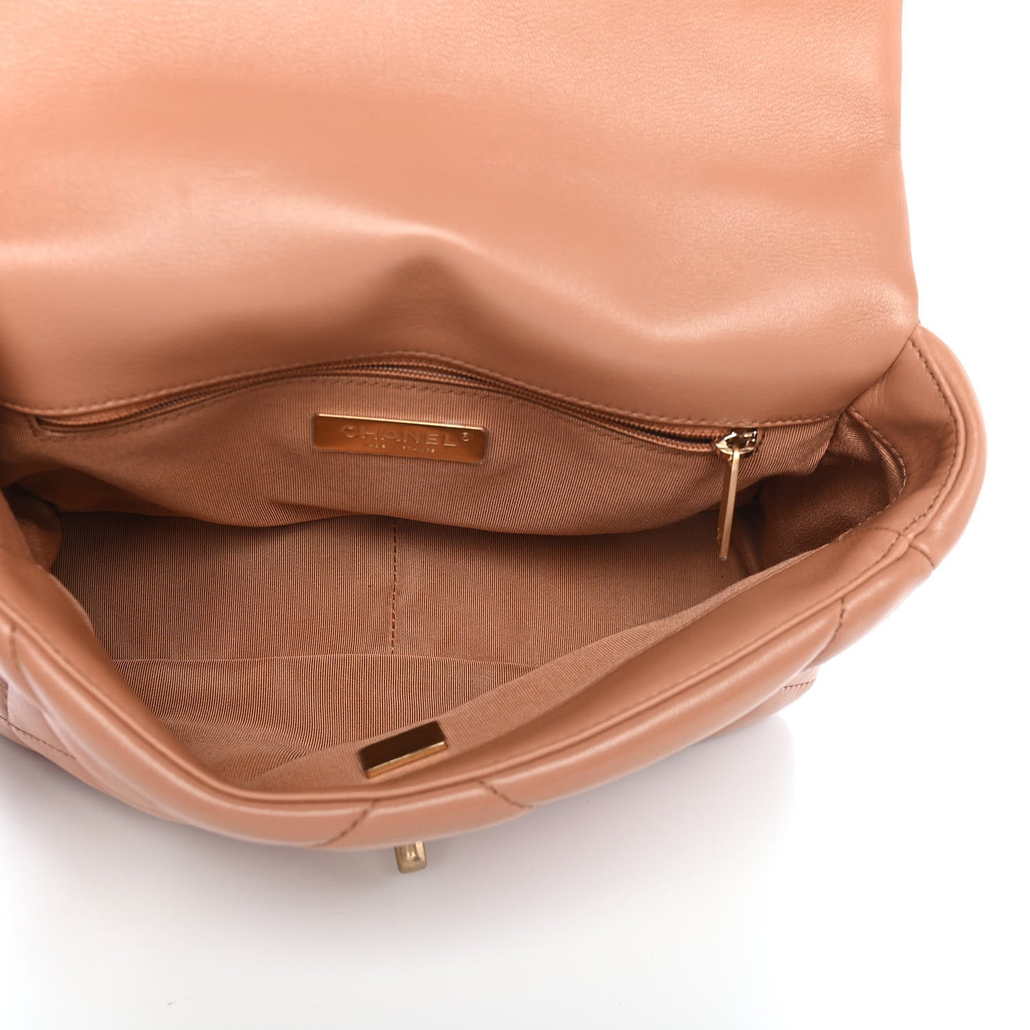 Lambskin Quilted Medium Chanel 19 Flap Brown