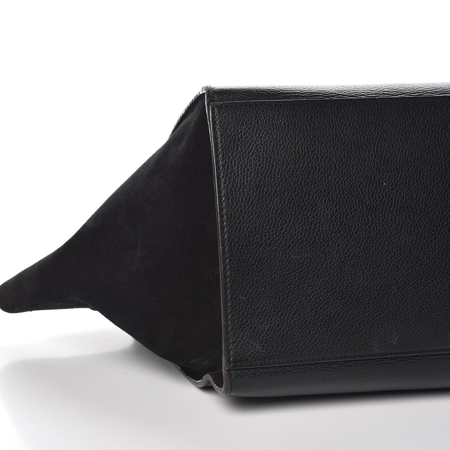 Drummed Calfskin Suede Large Trapeze Black