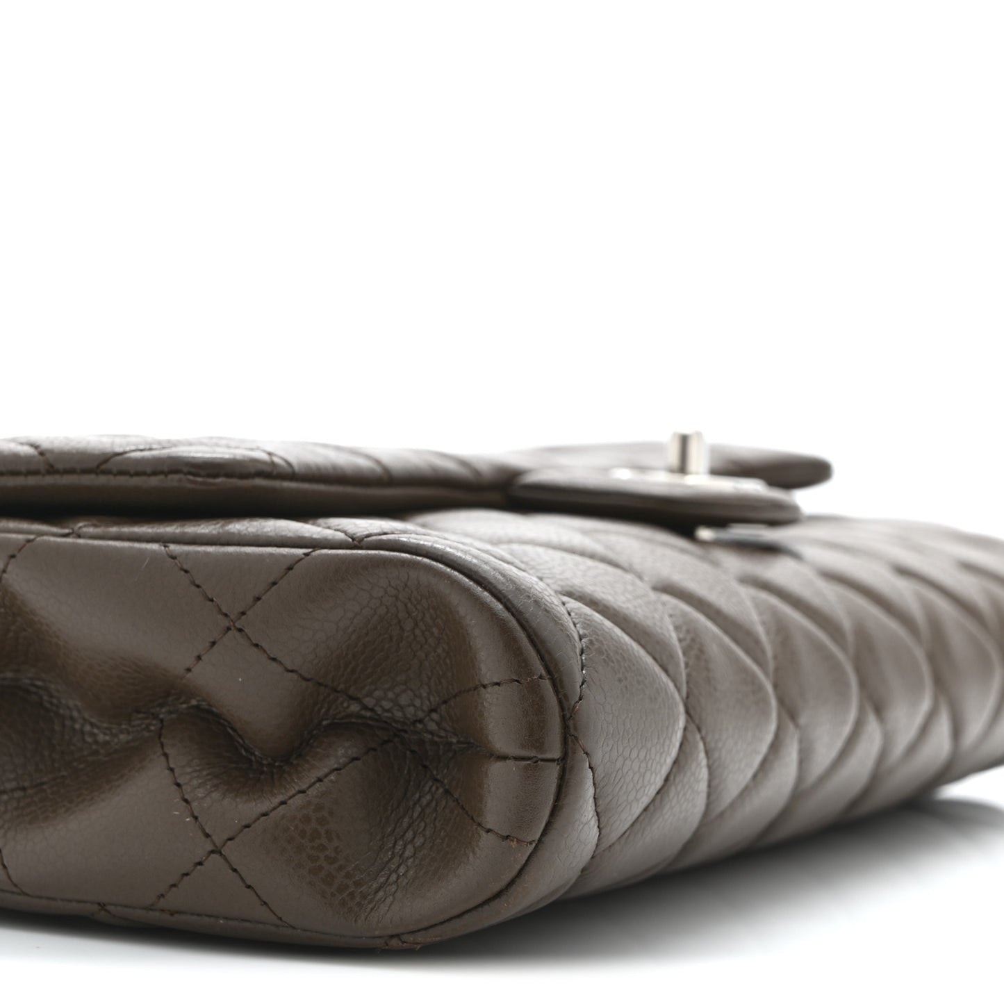 Caviar Quilted Clutch With Chain Flap Brown