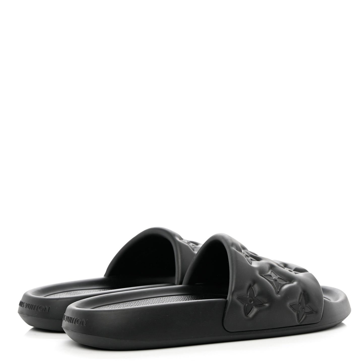 Rubber Embossed Monogram Mens Waterfront Mules 9 Black