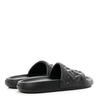 Louis Vuitton Rubber Embossed Monogram Mens Waterfront Mules 9 Black 4 of 9