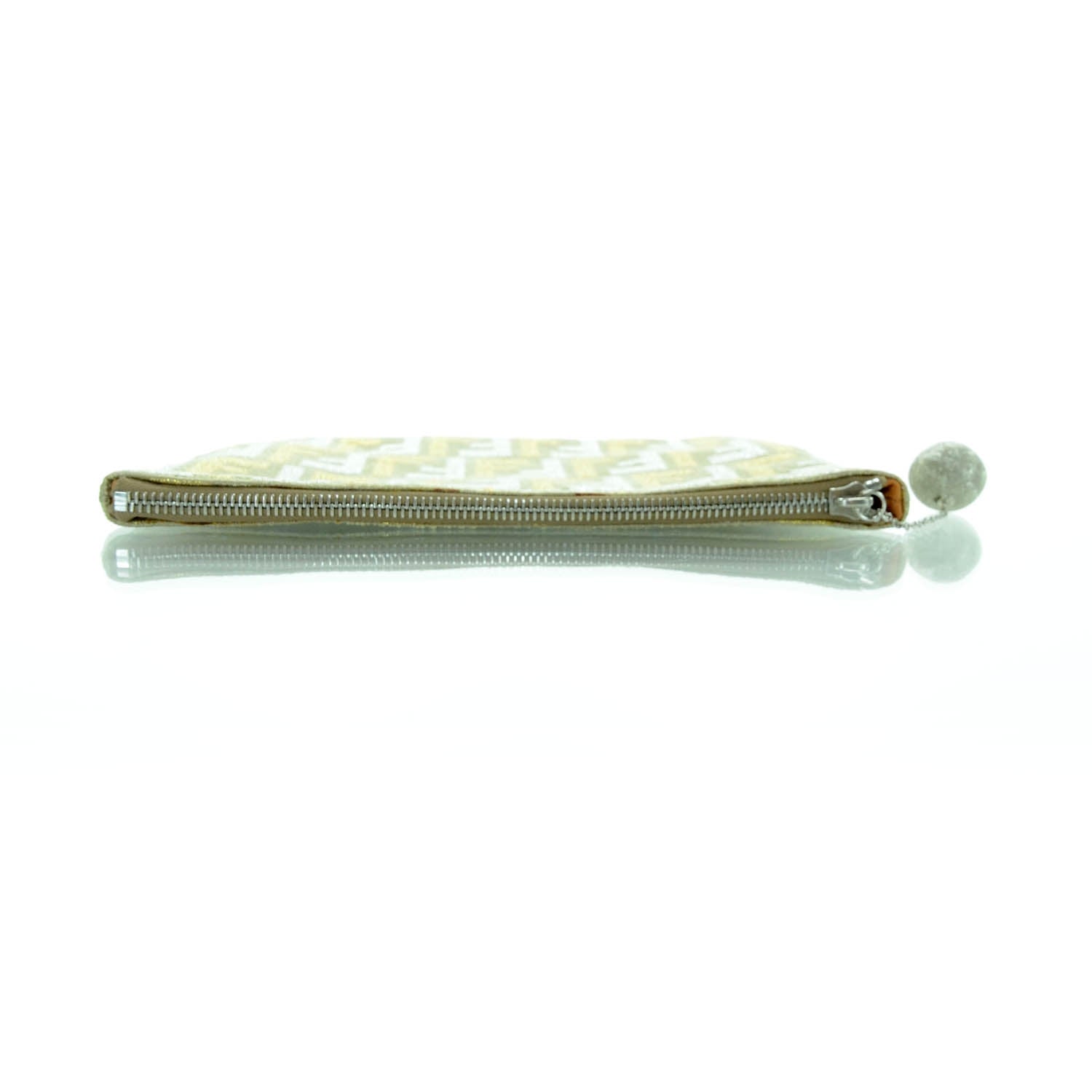 Fendi Metallic Lurex Zucca Clutch Bag Gold Silver 3 of 8
