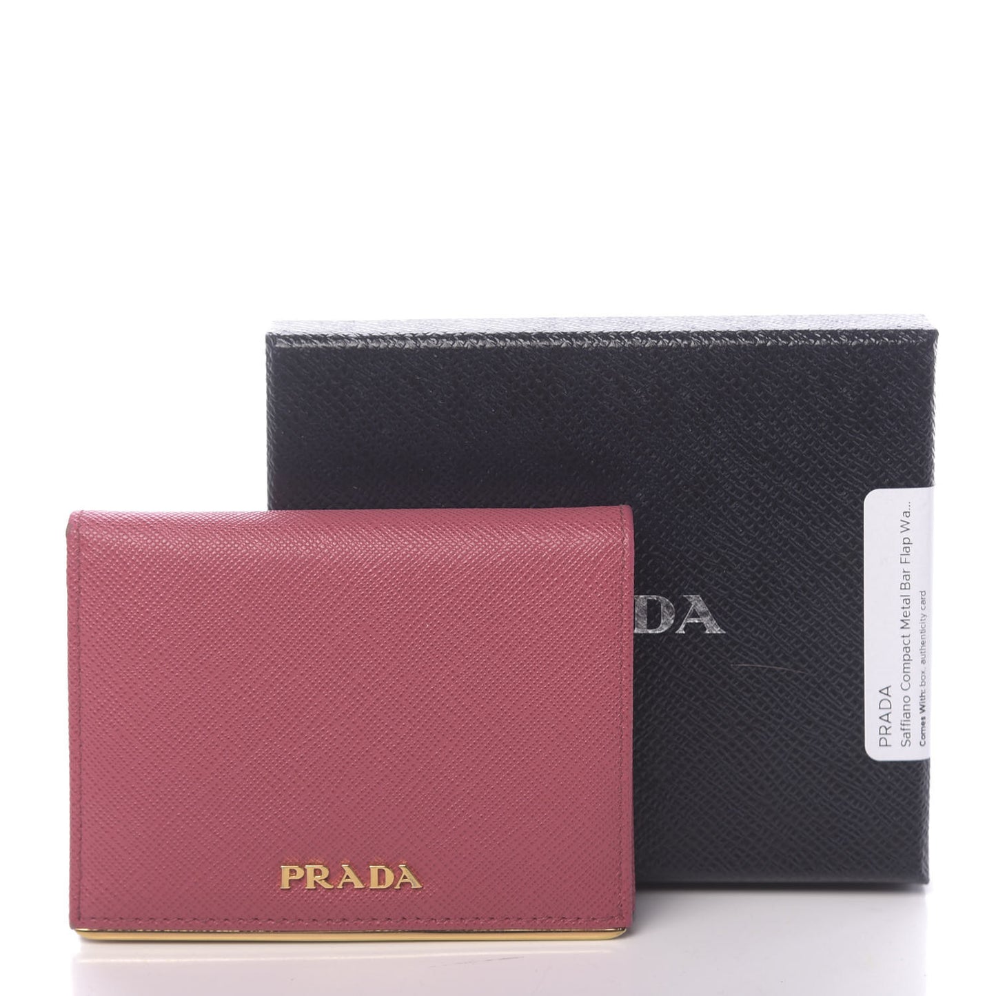 Saffiano Compact Metal Bar Snap Bi-Fold Wallet Peonia