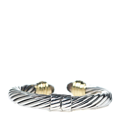 David Yurman Sterling Silver 18K Yellow Gold Diamond Smoky Quartz 10mm Cable Bracelet 2 of 4