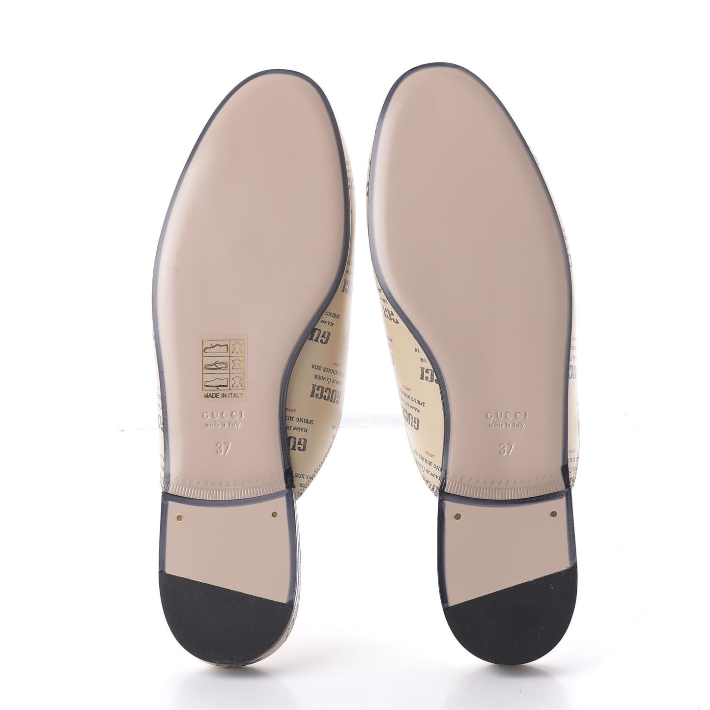Calfskin Stamp Print Womens Princetown Slippers 37 Soy Black