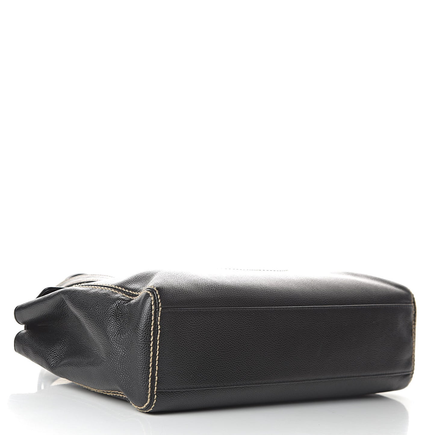 Caviar CC Stitched Flap Shoulder Bag Black