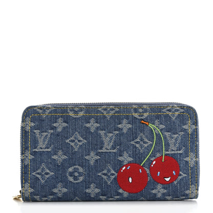 Louis Vuitton LV X TM Monogram Denim Cerises Zippy Wallet Blue 1 of 7