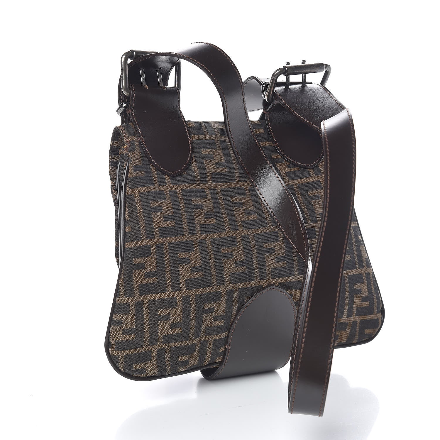Fendi Zucca Buckle Shoulder Bag Tobacco 3 of 12
