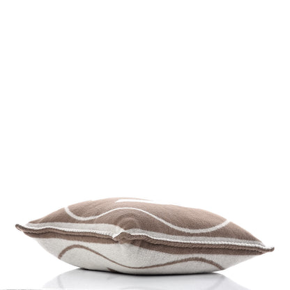Chanel Merino Wool Cashmere CC Pillow Dark Beige Light Beige 5 of 9