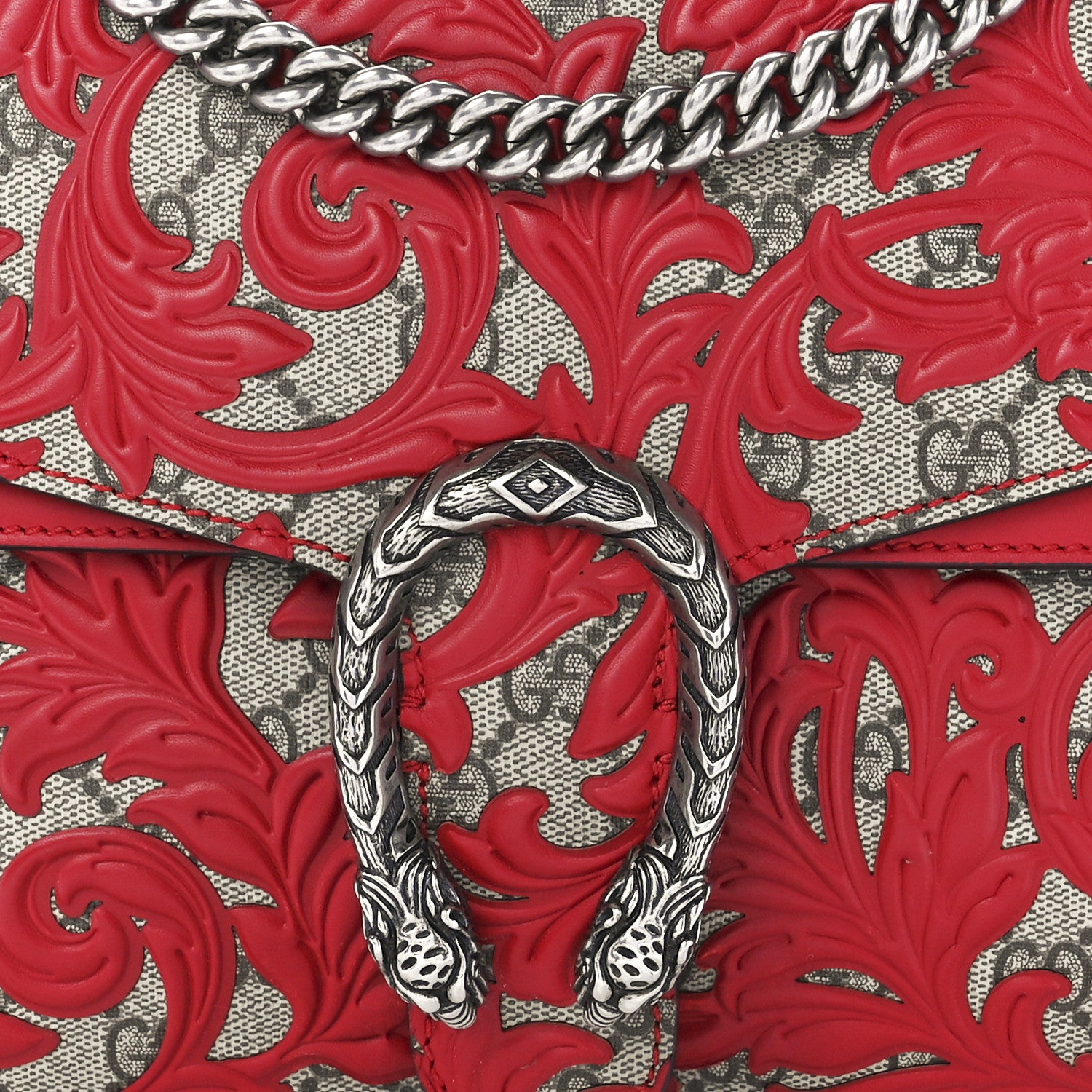 Gucci GG Supreme Monogram Arabesque Medium Dionysus Shoulder Bag Hibiscus Red 8 of 11