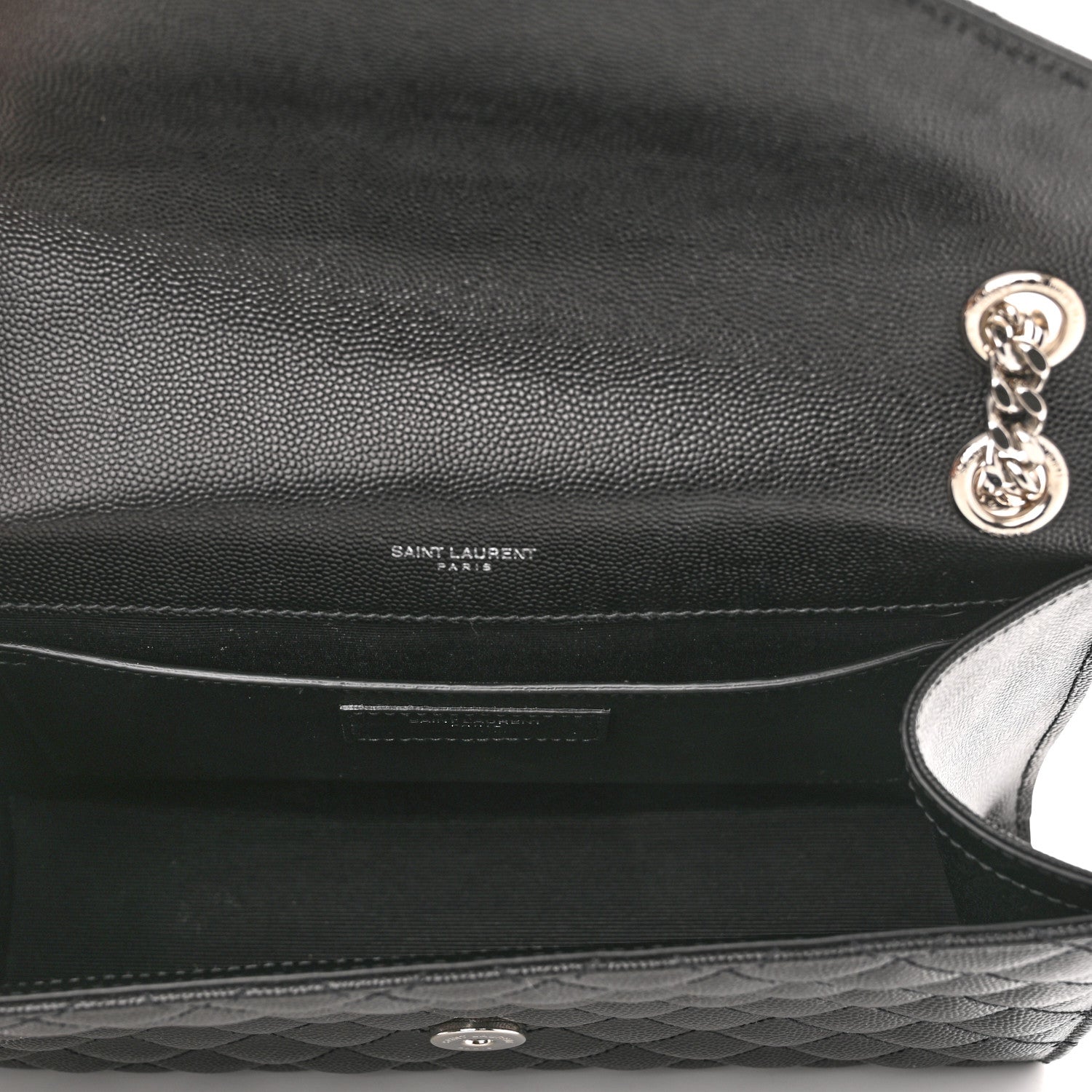 Saint Laurent Grain De Poudre Textured Mixed Matelasse Triquilt Medium Monogram Satchel Black 4 of 10