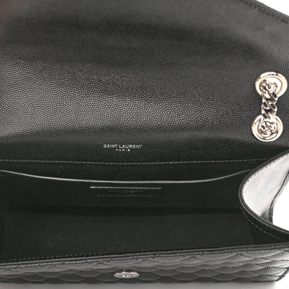 Saint Laurent Grain De Poudre Textured Mixed Matelasse Triquilt Medium Monogram Satchel Black 4 of 10