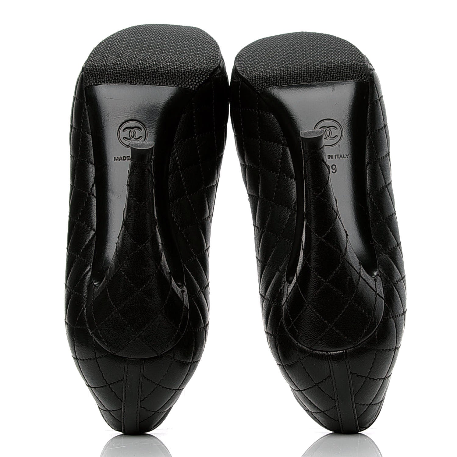 Chanel Lambskin Quilted Cap Toe Pumps 39 Black 4 of 6