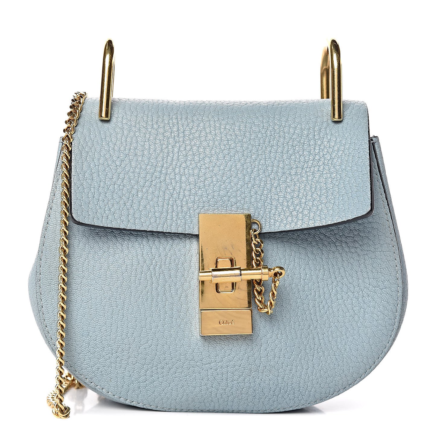 Grained Lambskin MIni Drew Shoulder Bag Cloudy Blue