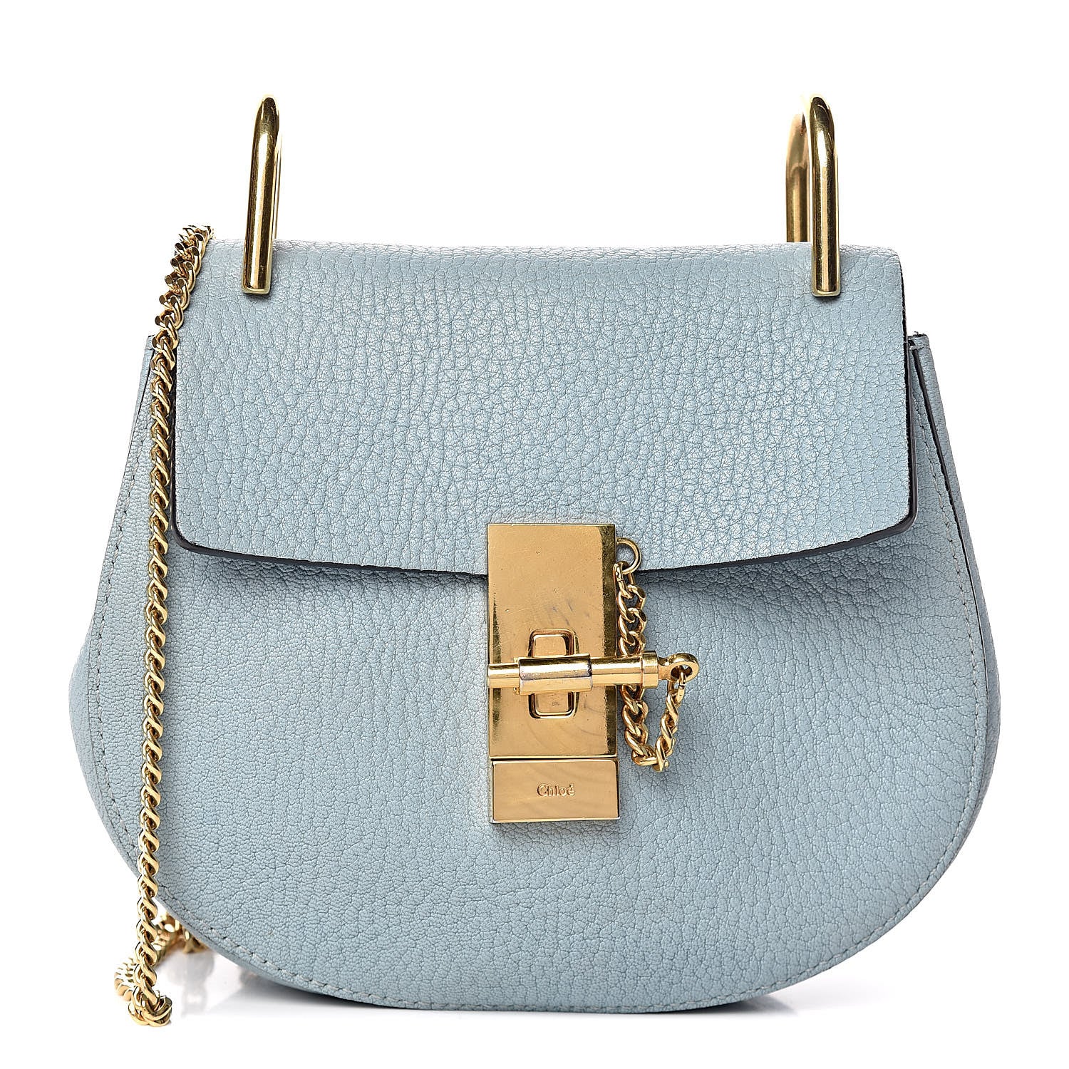 Chloe Grained Lambskin MIni Drew Shoulder Bag Cloudy Blue 1 of 9