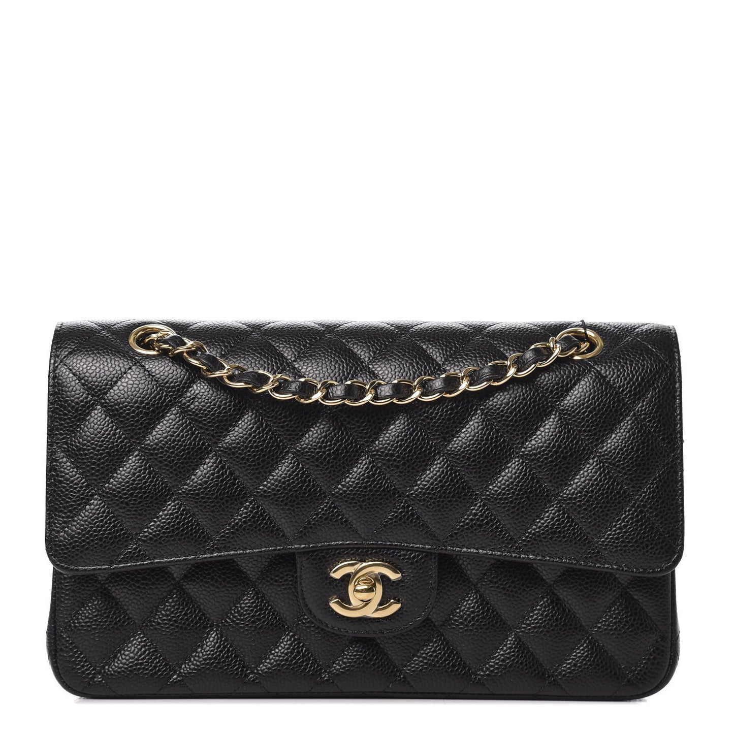 Caviar Quilted Medium Double Flap Black
