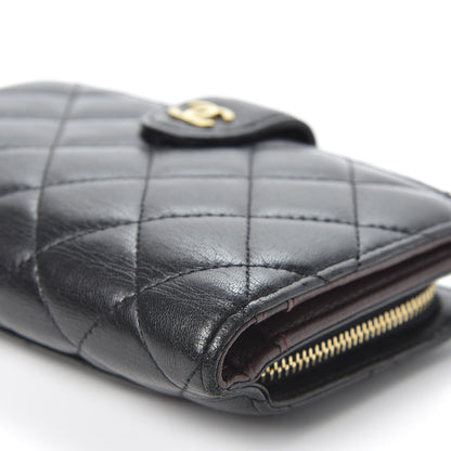 Chanel Lambskin Quilted Zipped Pocket Wallet Black 6 of 9