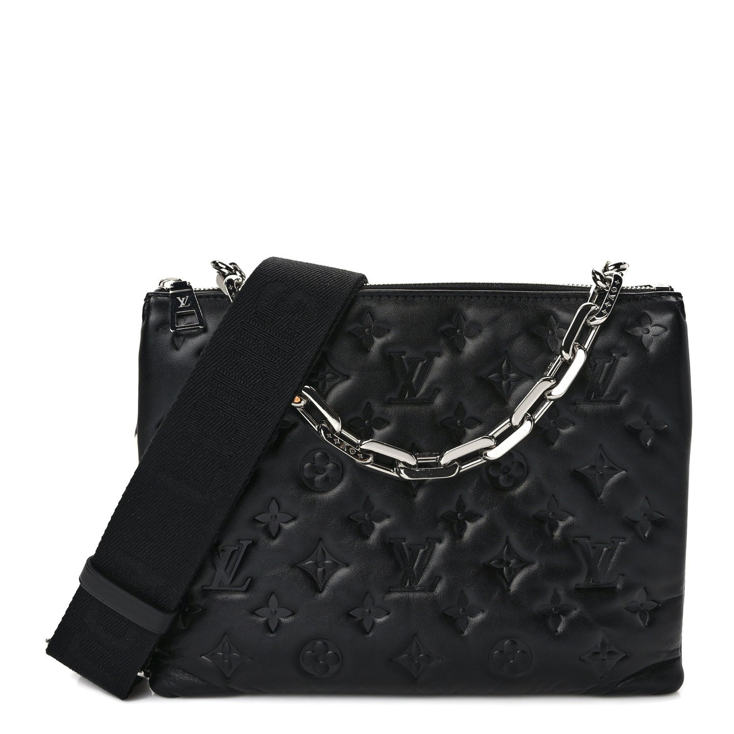 Lambskin Embossed Monogram Coussin PM Black