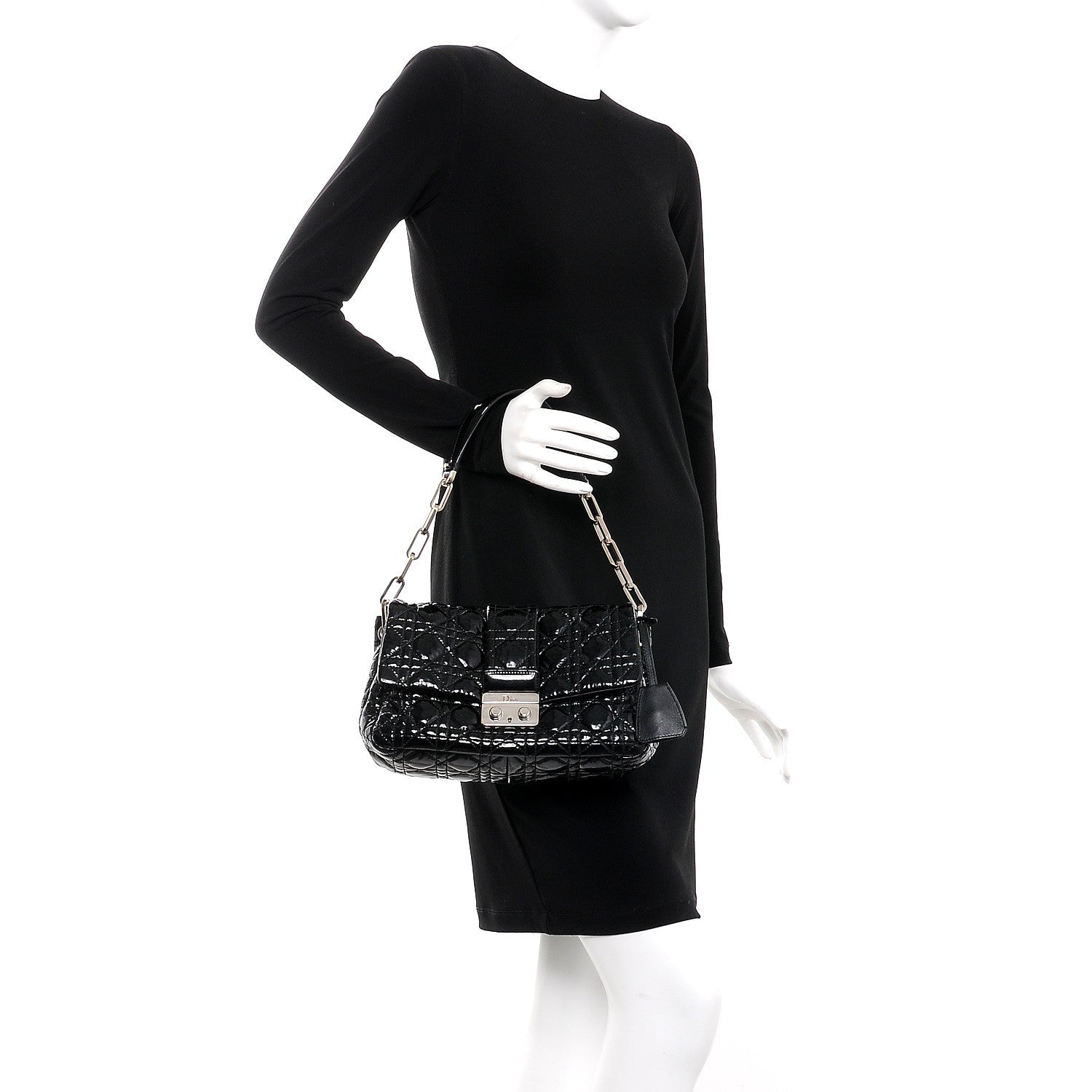 Christian Dior Patent Cannage New Lock Flap Black 2 of 8