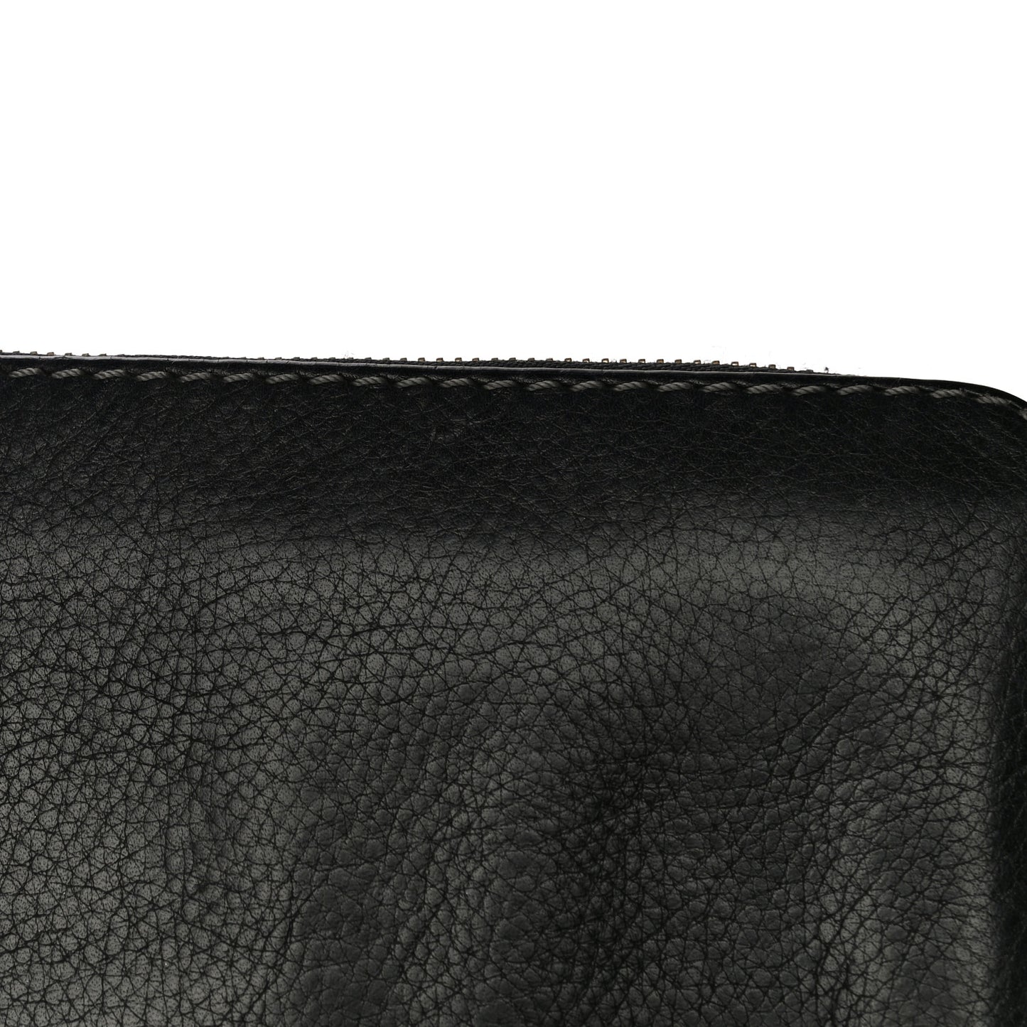 Grained Calfskin Marcie Long Zip Around Wallet Black