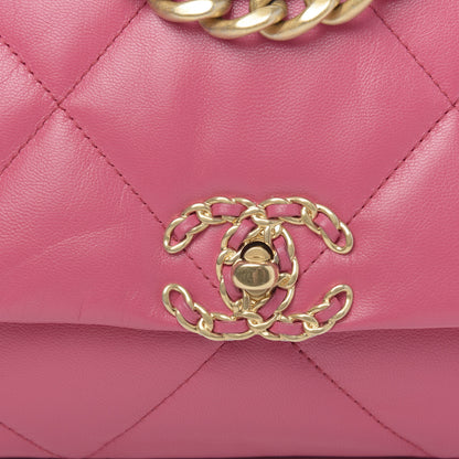 Chanel Lambskin Quilted Medium 19 Flap Dark Pink 10 of 14