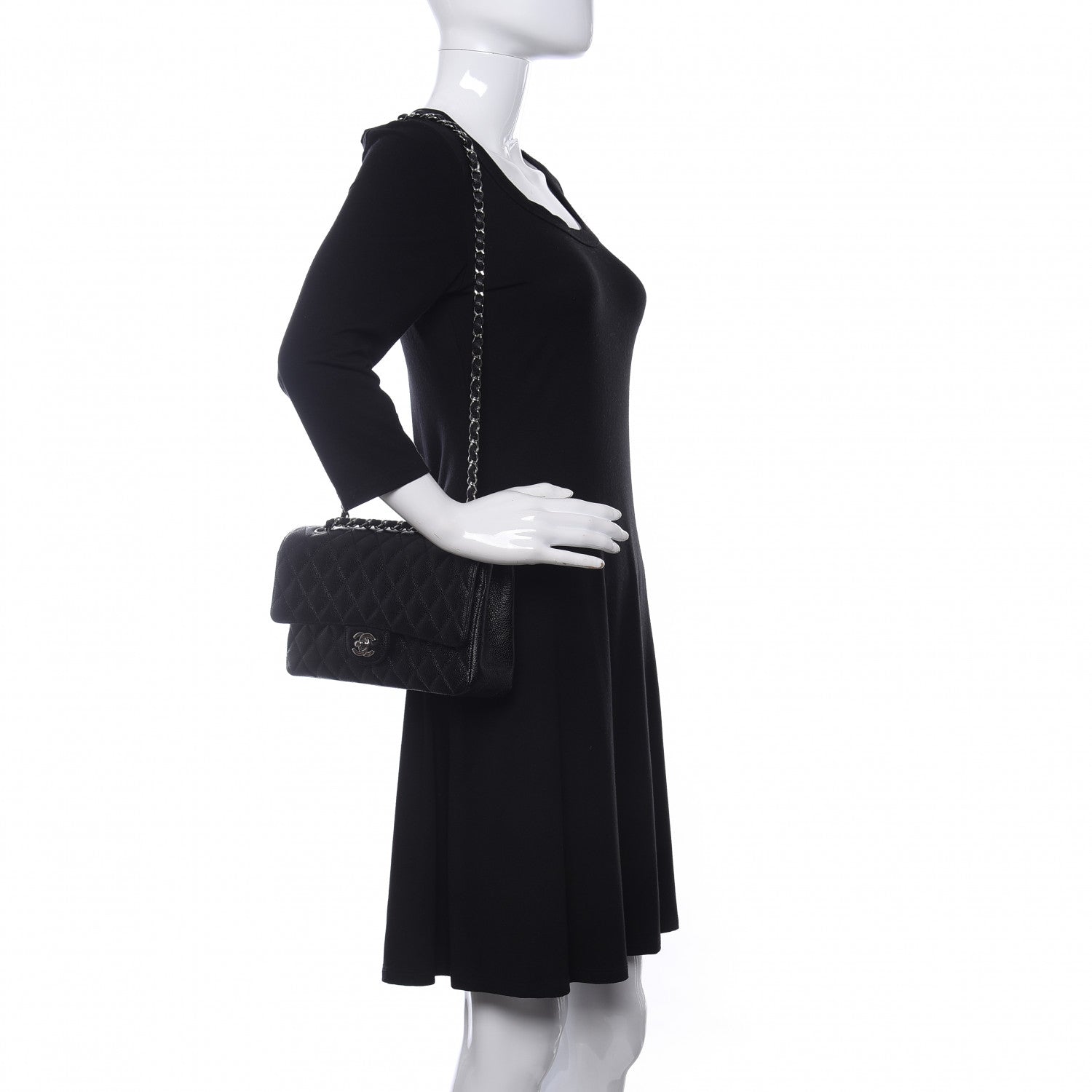 Chanel Caviar Quilted Medium Double Flap Black 2 of 10