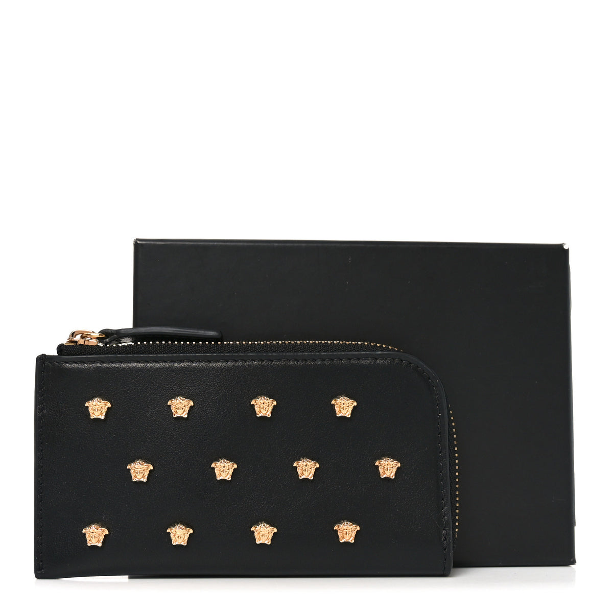 Nappa La Medusa Studded Zip Pouch Card Holder Black