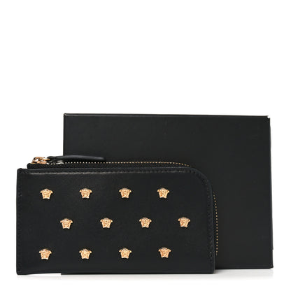 Versace Nappa La Medusa Studded Zip Pouch Card Holder Black 7 of 7
