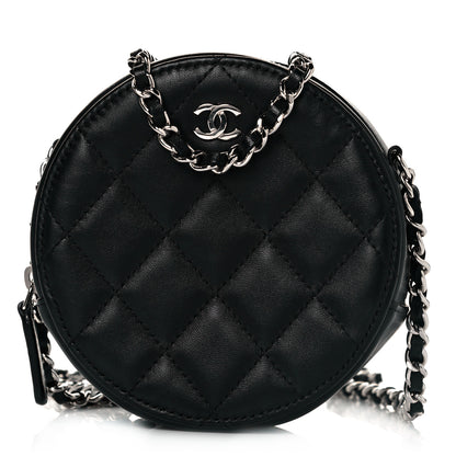 Chanel Lambskin Quilted Round Clutch With Chain Black 1 of 8