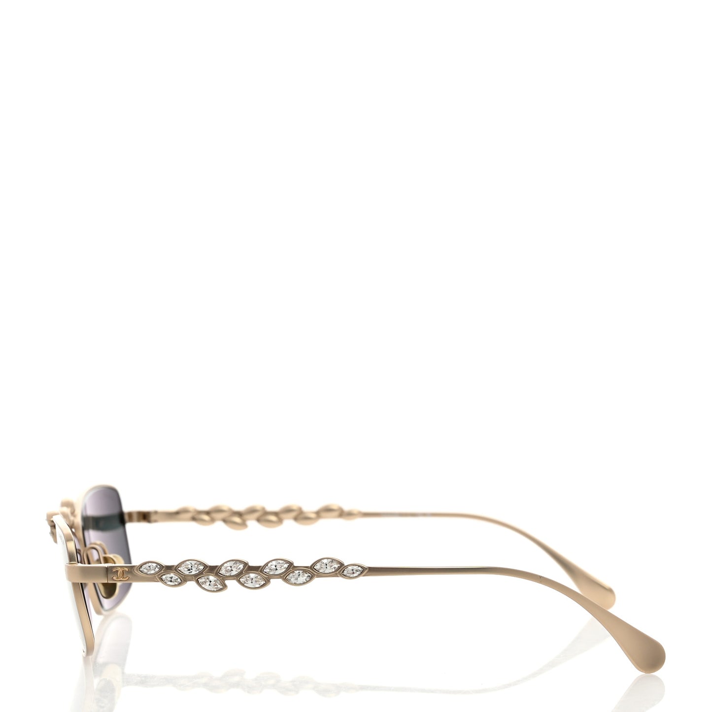 Metal Crystal Sparkling Wheat Rectangle Sunglasses 71584 Gold