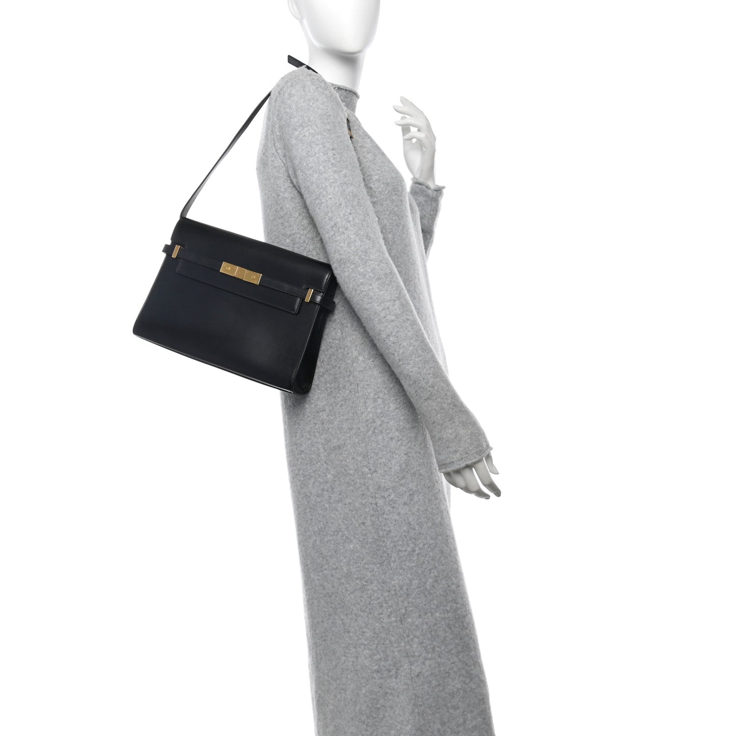 Smooth Calfskin Manhattan Shoulder Bag Black