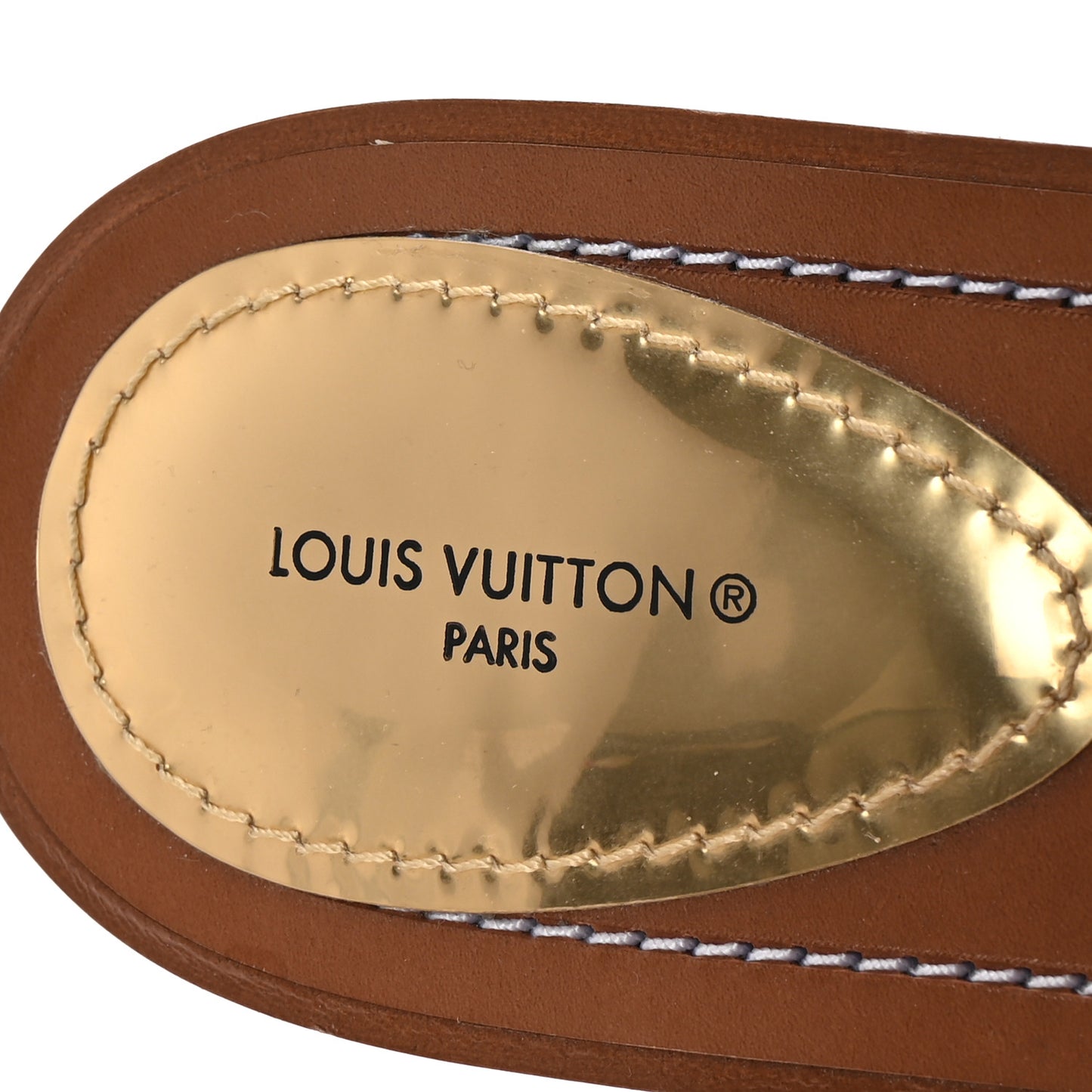 Calfskin Perforated Monogram Silhouette Flat Sandals 39 Gold