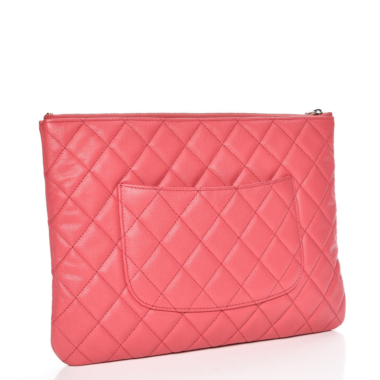 Caviar Quilted Medium Cosmetic Case Dark Pink