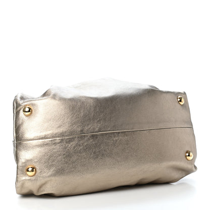 Valentino Garavani Metallic Calfskin Vanite Studded Dome Satchel Gold 3 of 4