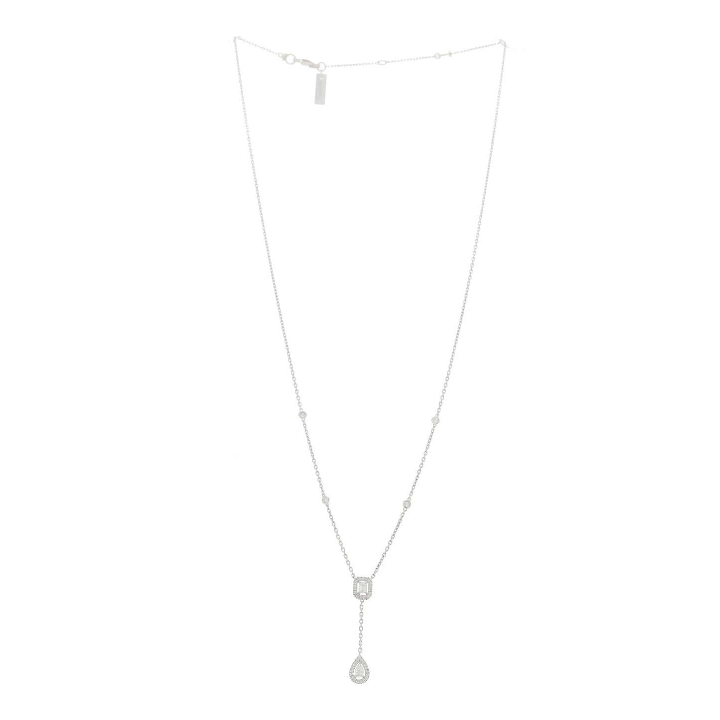 18K White Gold Diamond My Twin Tie Necklace