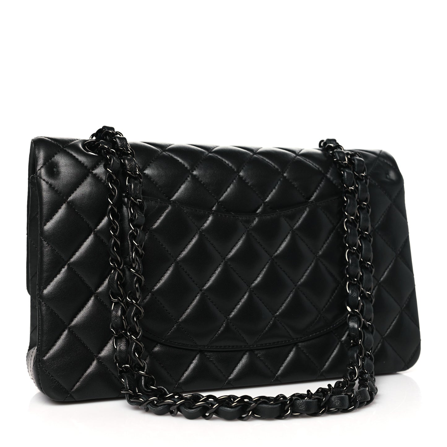 Lambskin Quilted Medium Double Flap So Black
