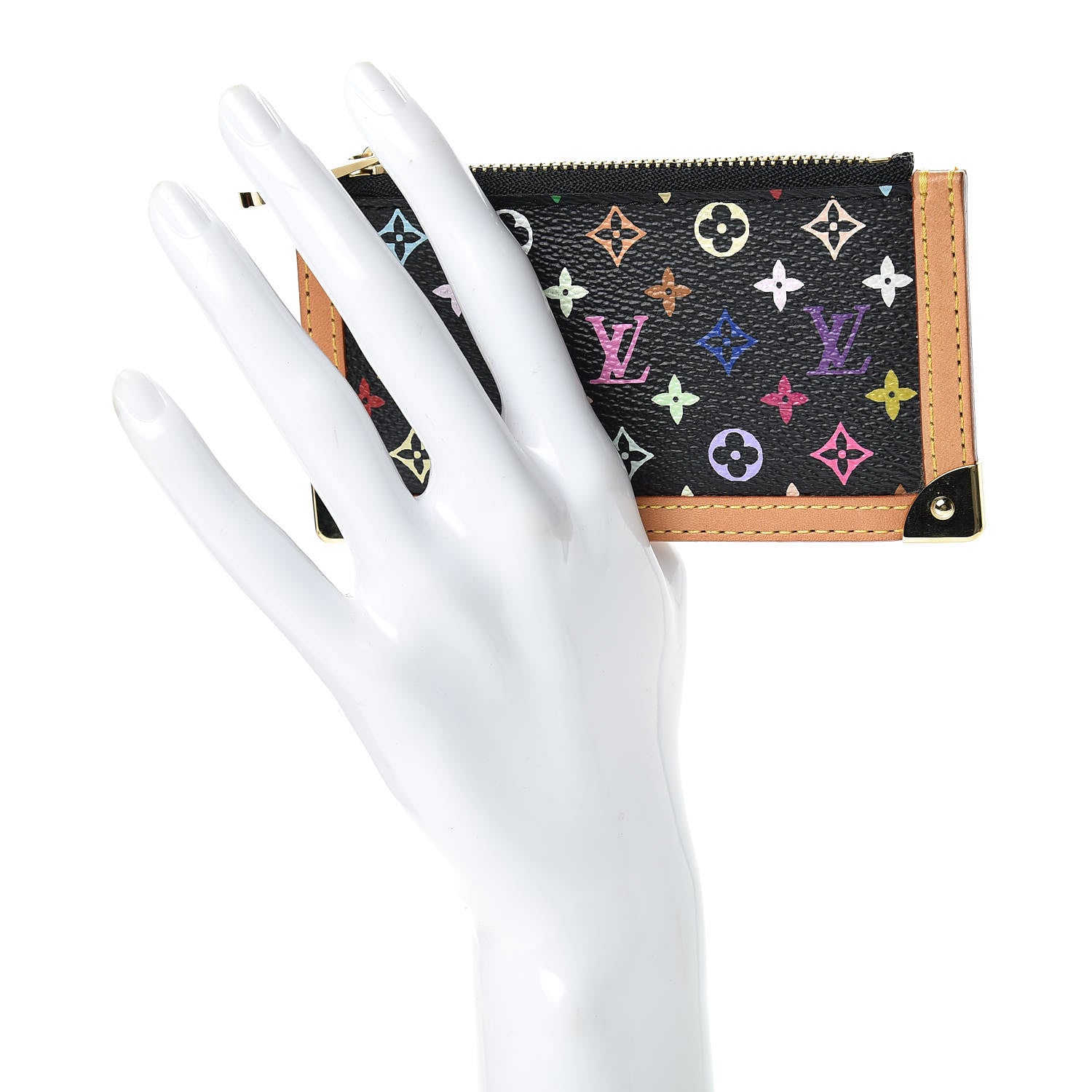Louis Vuitton Monogram Multicolor Key Pouch Black 2 of 7