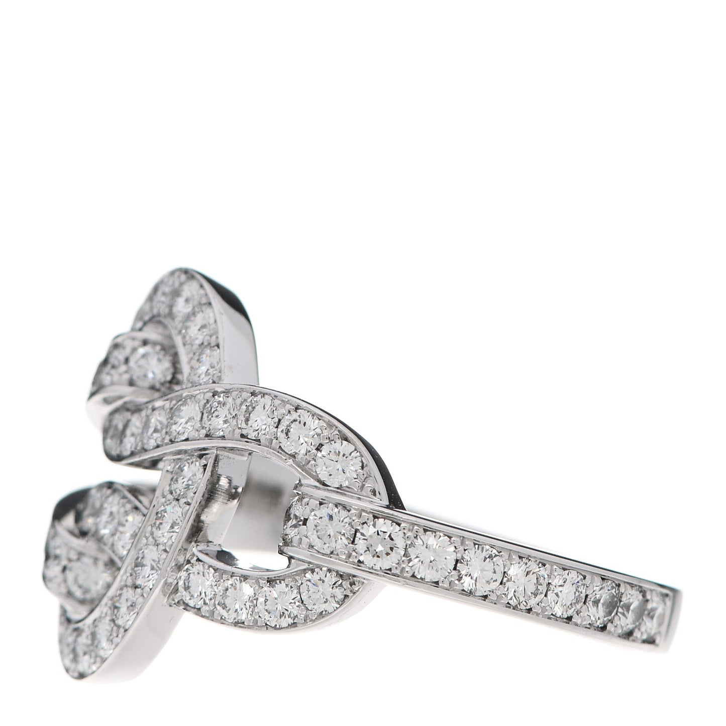 18K White Gold Diamond Agrafe Ring 59 8.75