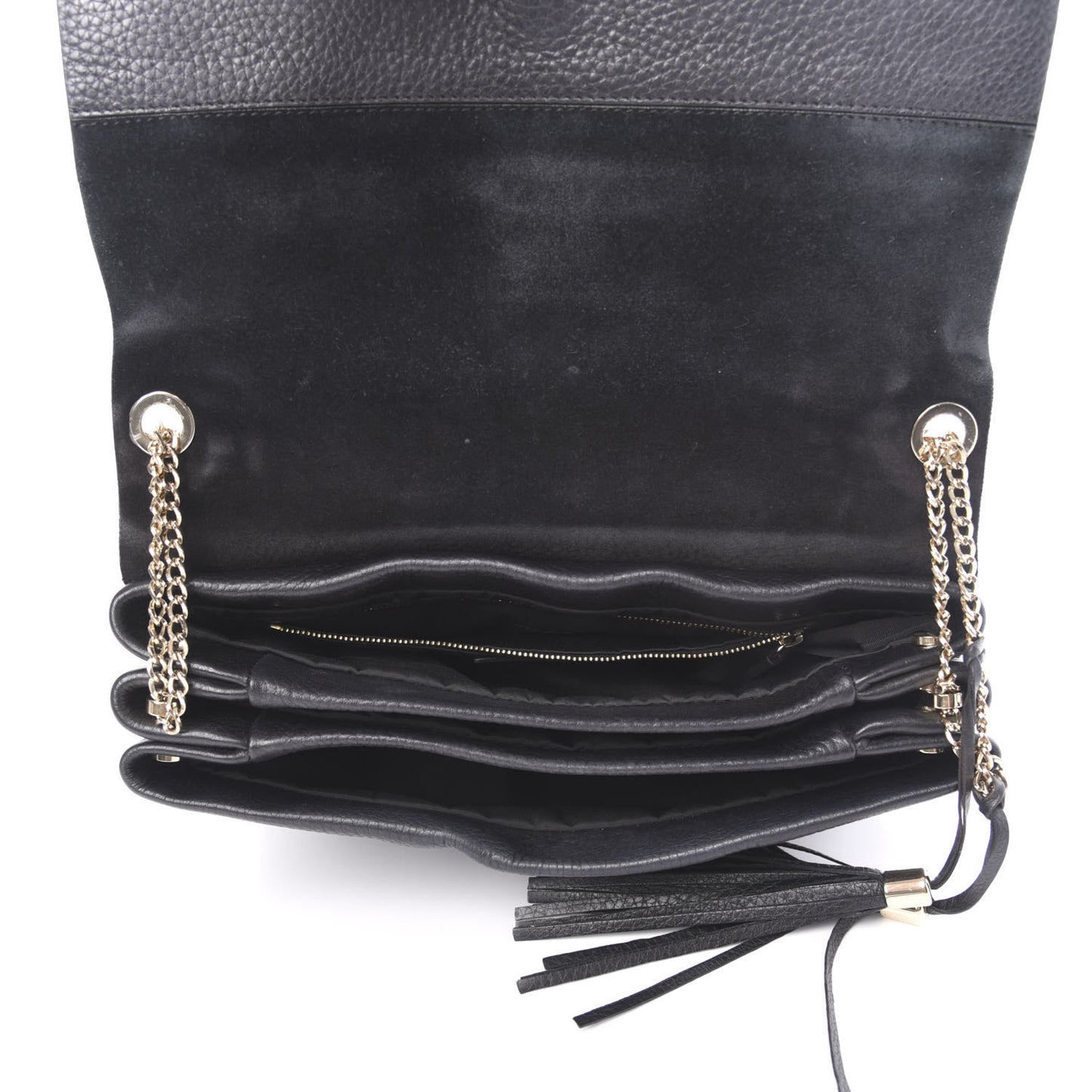 Grained Calfskin Medium Sugar Flap Shoulder Bag Black