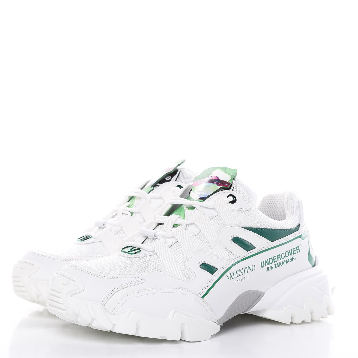 X UNDERCOVER Calfskin Mens Climbers Sneakers 40 White Smeraldo