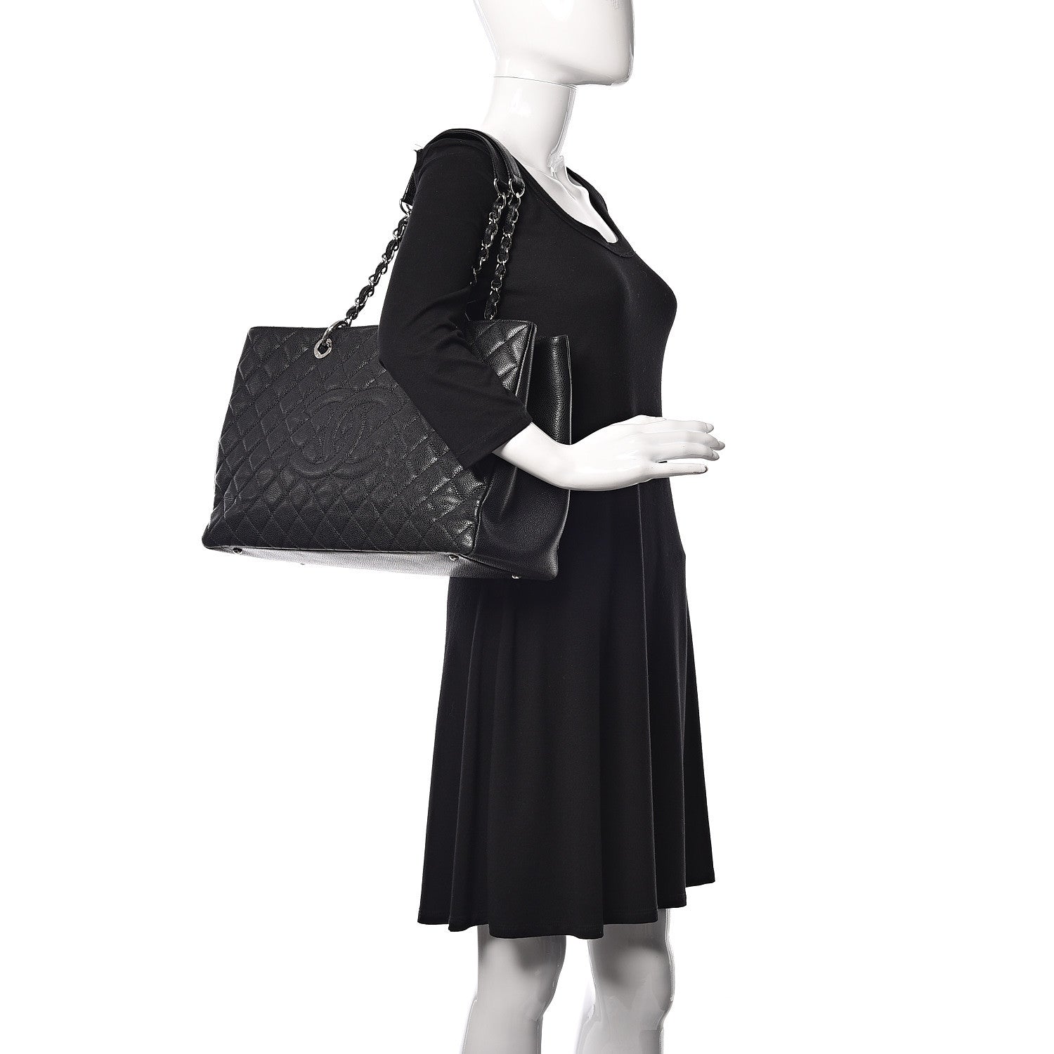 Chanel Caviar Quilted XL Grand Shopping Tote GST Black 2 of 12
