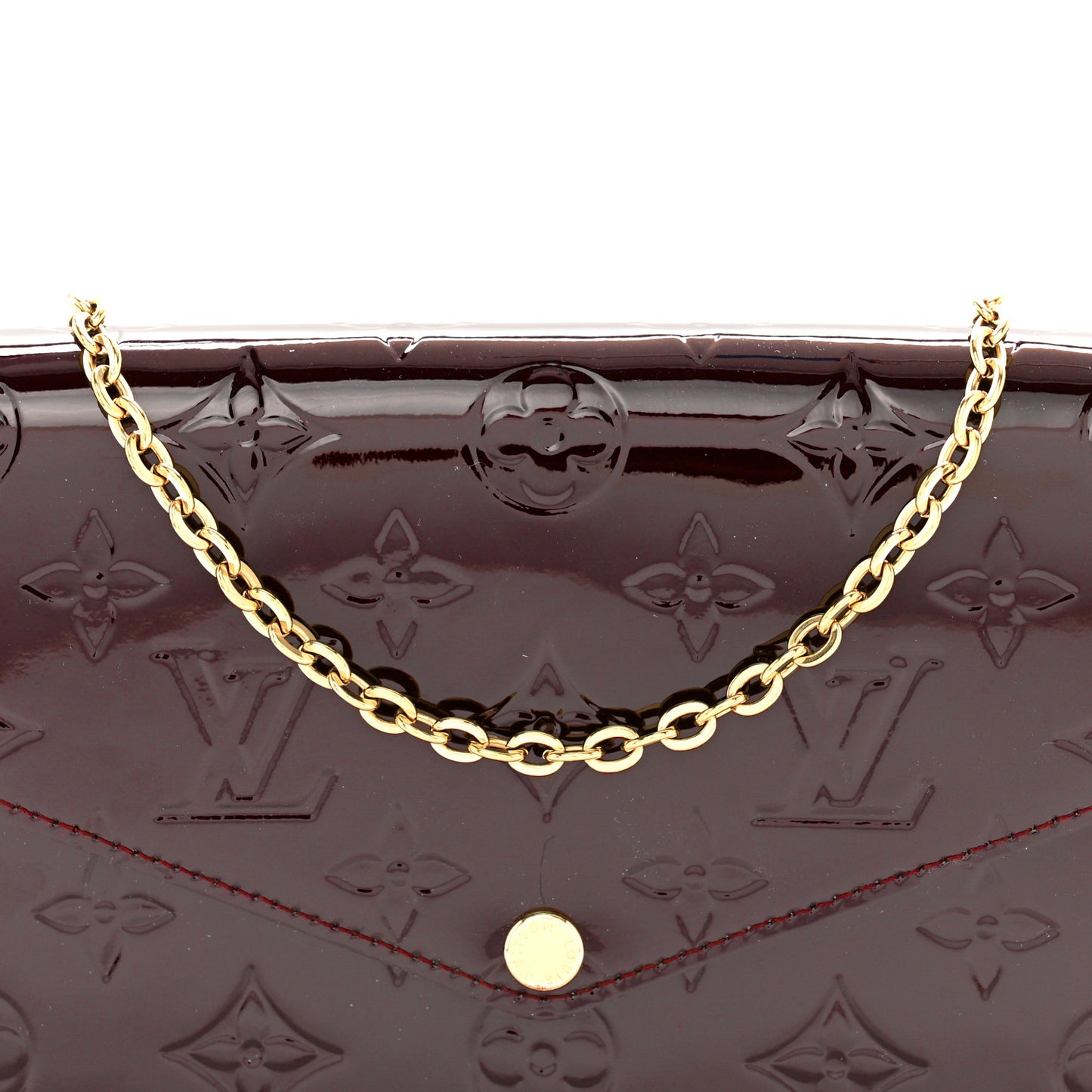 LOUIS VUITTON Vernis Pochette Felicie Chain Wallet Amarante