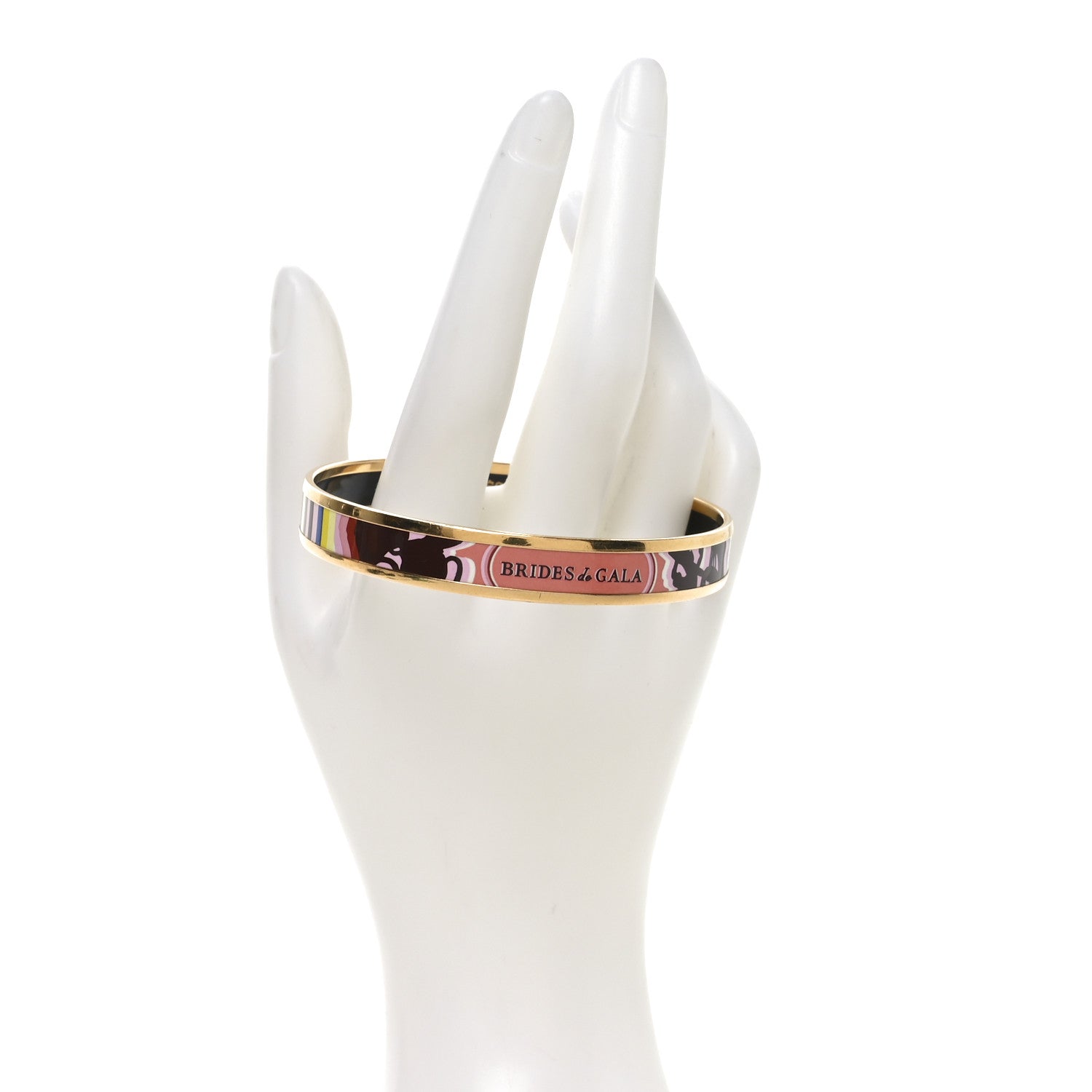 Hermes Enamel Printed Narrow Brides De Gala Tattoo Bracelet 70 Pink  Multicolor 2 of 5