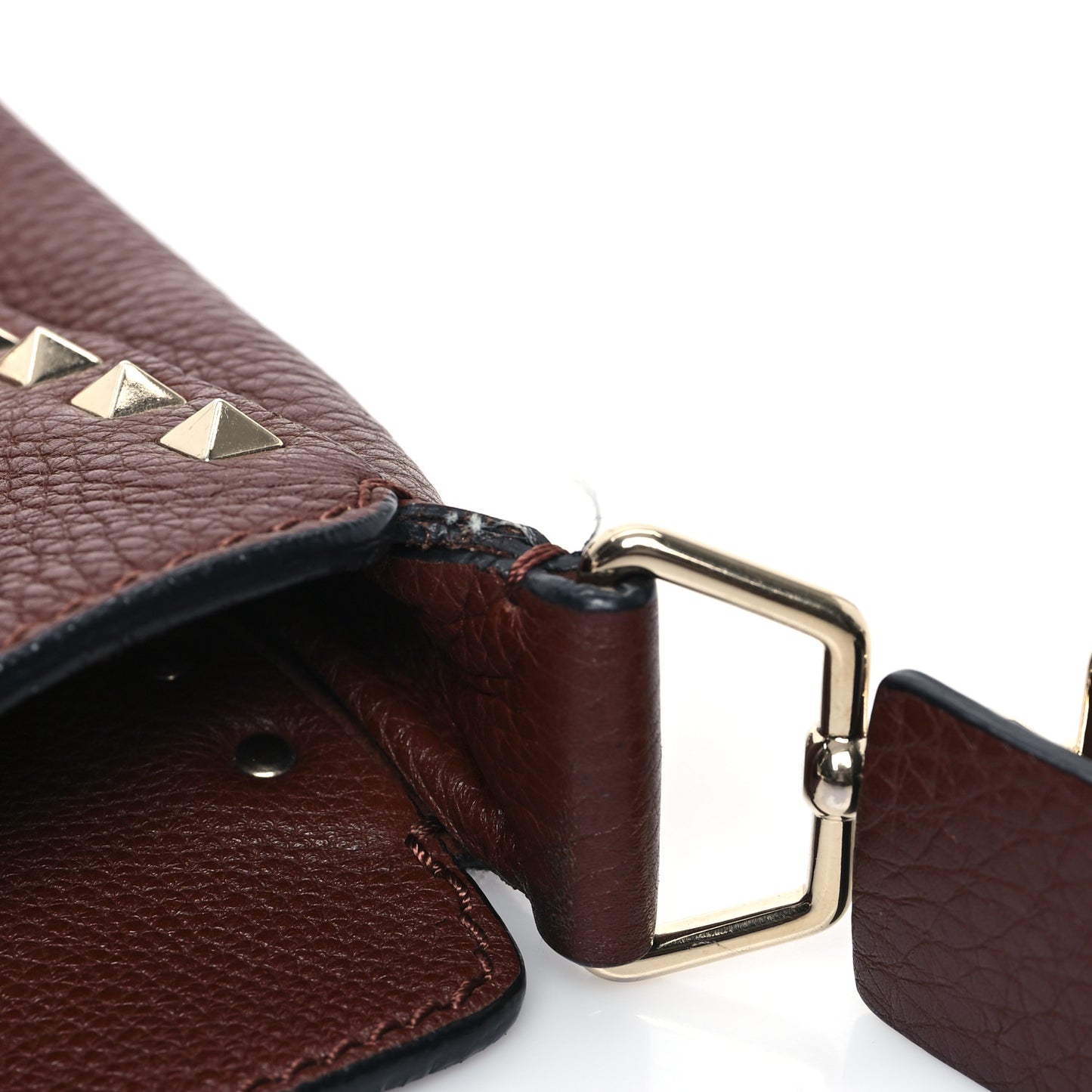 Pebbled Calfskin Large Rockstud Flip-Lock Messenger Bag Brown