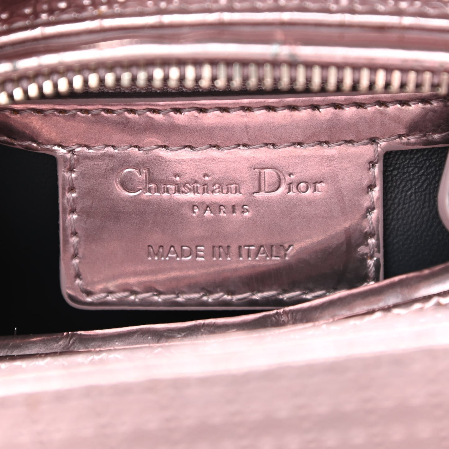 Metallic Patent Micro-Cannage Medium Lady Dior Pink