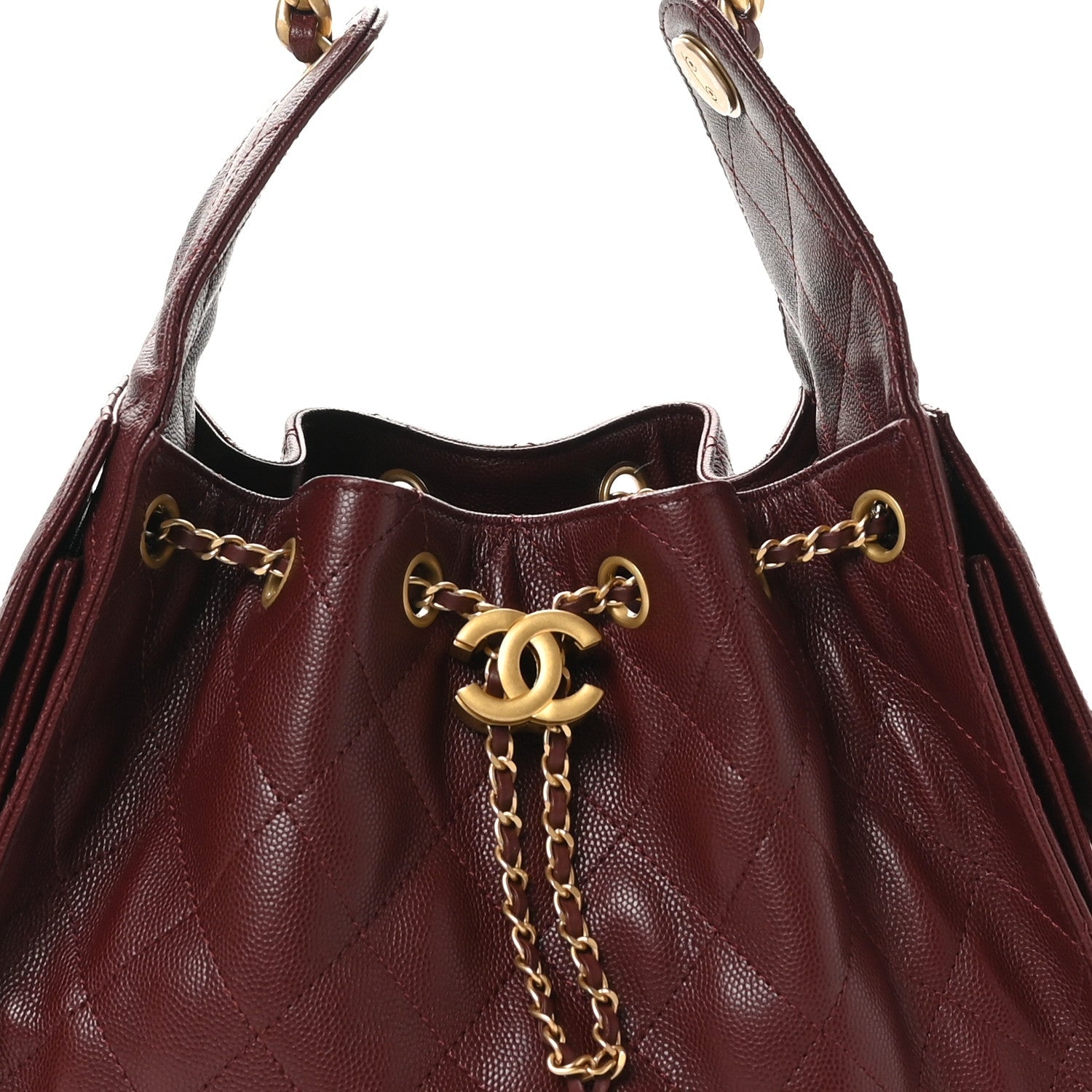 Chanel Caviar Quilted Small Chanel 25 Handbag Burgundy 8 of 10